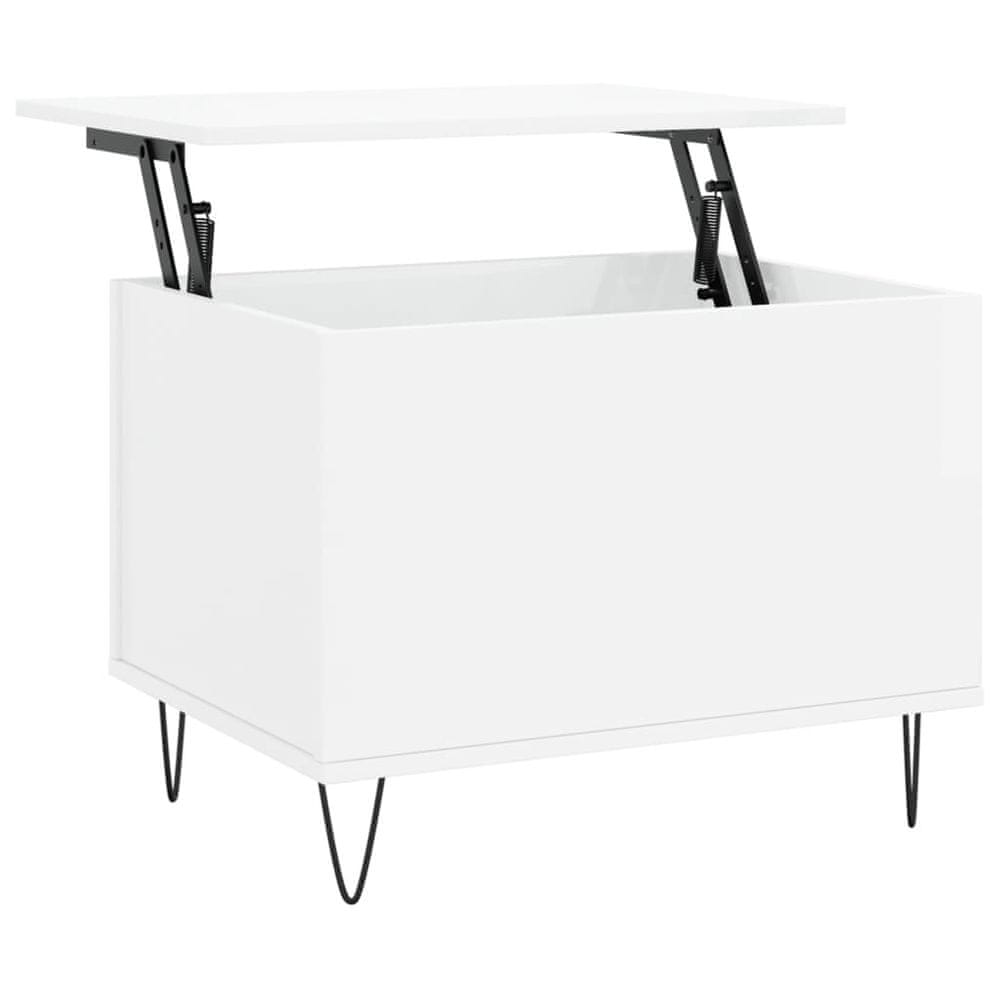Vidaxl Konferenčný stolík lesklý biely 60x44,5x45 cm spracované drevo